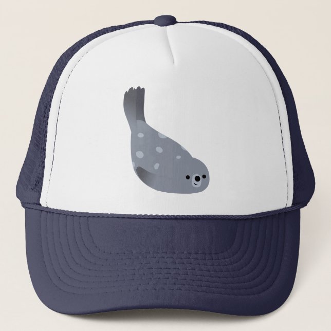 Cute Swimming Cartoon Harbour Seal Hat (Front)