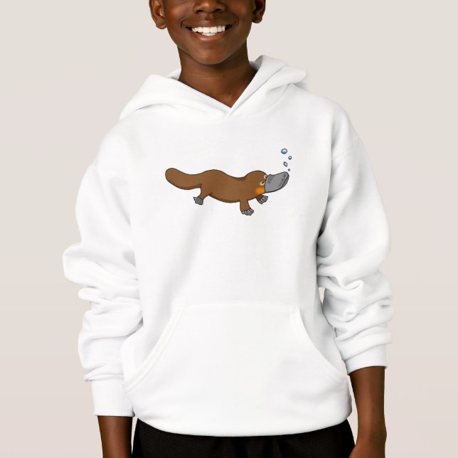 Cute swimming duck-billed platypus (Front)