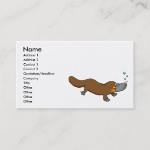 Cute swimming duck-billed platypus business card