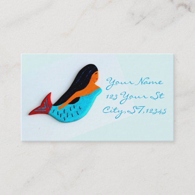 Cute swimming mermaid business card (Front)