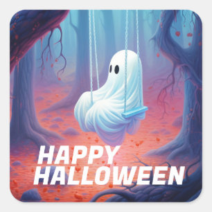 Cute Swining Ghost Square Sticker