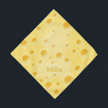 Cute Swiss Cheese Personalised Pet Name & ID Bandana<br><div class="desc">This whimsical design features a realistic and creamy Swiss Cheese that can be personalised with your pet's name. The other end of the bandanna can be left as is or you can add your pet's home and veterinary contacts and medical conditions and other facts you want people to know if...</div>
