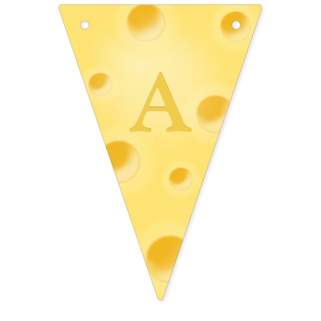 Cute Swiss Cheese Wedges Custom Lettering Bunting (First Flag)