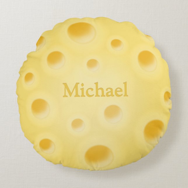 Cute Swiss Cheese With Holes Personalised Round Cushion (Front)
