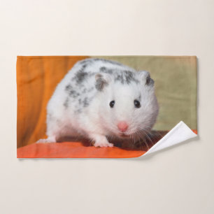 Cute Syrian Hamster White Black Spotted Funny Pet Bath Towel Set