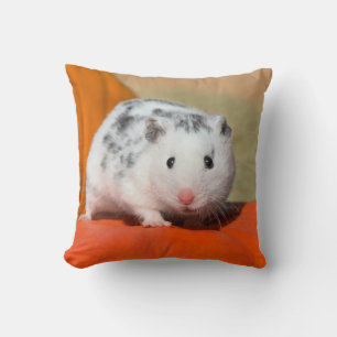 Cute Syrian Hamster White Black Spotted Funny Pet Cushion