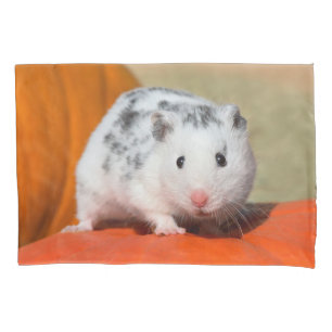 Cute Syrian Hamster White Black Spotted Funny Pet Pillowcase