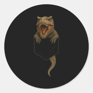 Cute T Rex Cket Funny Dinosaur For Men Women Kid  Classic Round Sticker