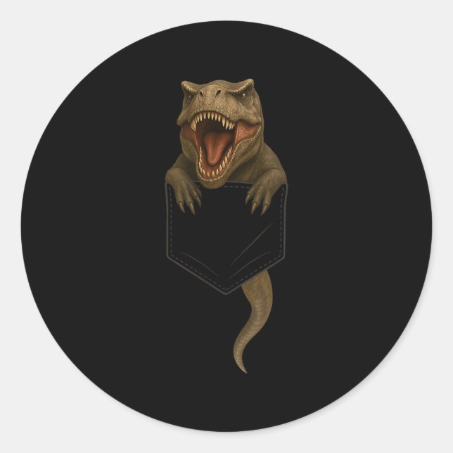 Cute T Rex Cket Funny Dinosaur For Men Women Kid  Classic Round Sticker (Front)