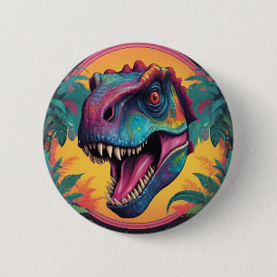 Cute T-Rex Dinosaur  6 Cm Round Badge