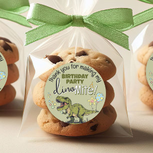 Cute T-Rex Dinosaur Boy Birthday Party Favour Classic Round Sticker