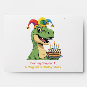 Cute T-Rex Dinosaur First Birthday Magical Story  Envelope
