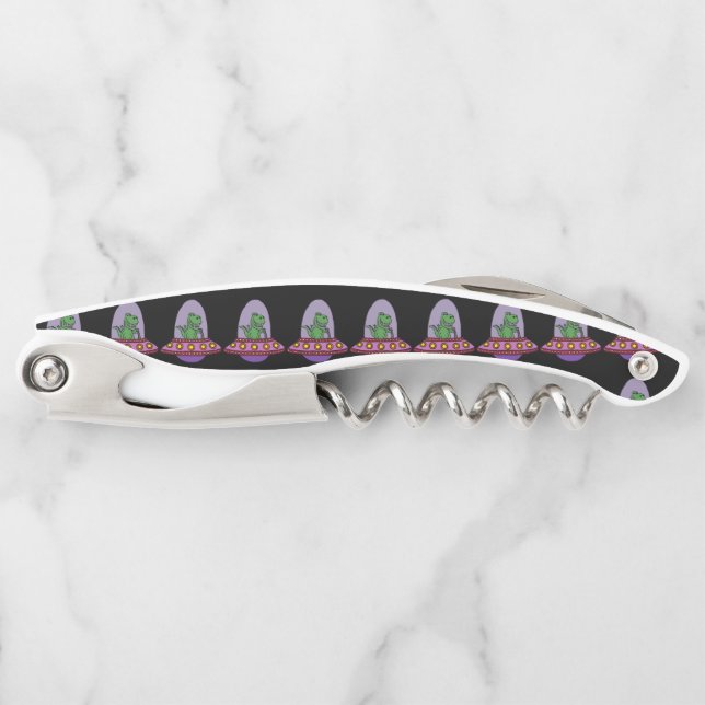 Cute T-rex Dinosaur in Spaceship Corkscrew (Front)