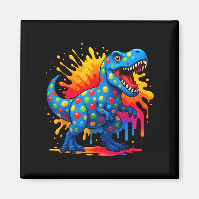 Cute T Rex Dinosaur Polka Dot Art Student Dot Day  Magnet (Front)