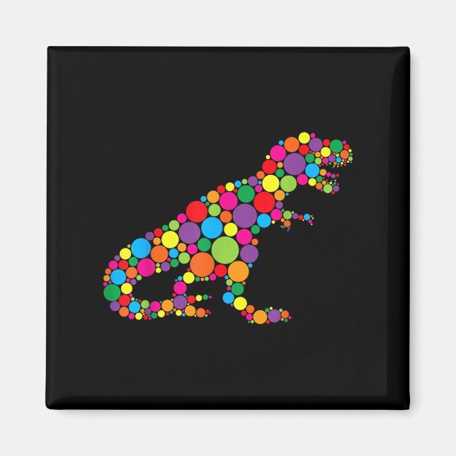 Cute T Rex Dinosaur Polka Dot Art Student Dot Day  Magnet (Front)