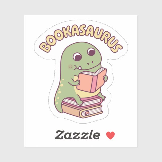 Cute T-rex Dinosaur Reading A Book Bookasaurus Fun (Sheet)