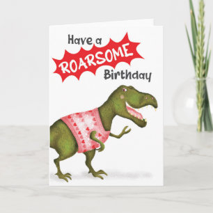 Cute T.rex dinosaur 'Roarsome birthday' card