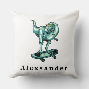 Cute T Rex Dinosaur w/ Monogram name Cushion