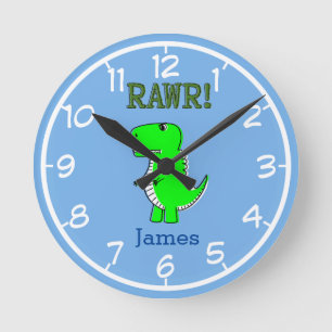 Cute T-Rex Funny Dino Nursery Round Clock