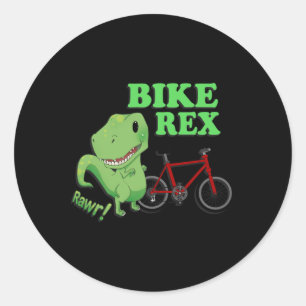 Cute T-rex Mountain Bike Dinosaur . Mtb Biking Tee Classic Round Sticker