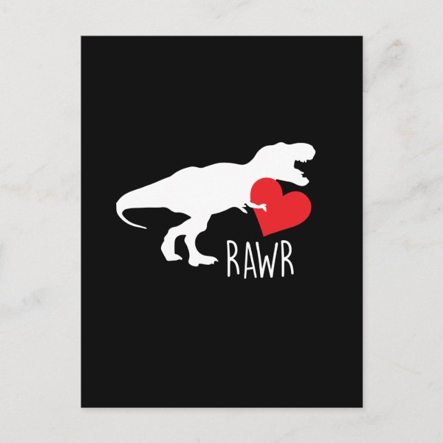 Cute T-Rex Rawr Heart Valentine's Day Postcard (Front)