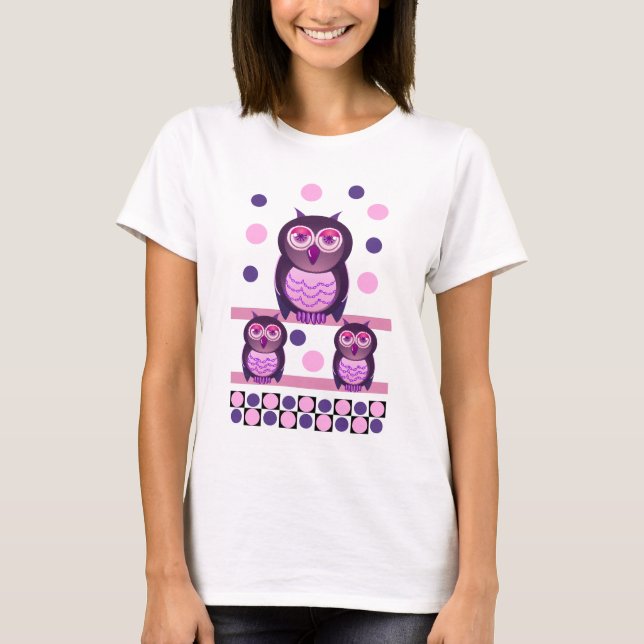 Cute t-shirt with owls and polka dots (Front)