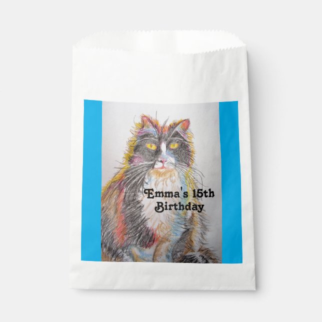 Cute Tabby Cat Art pet Animal Party Favor Bags (Front)