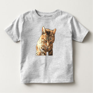 Cute Tabby Cat Black Outline Art Toddler T-Shirt