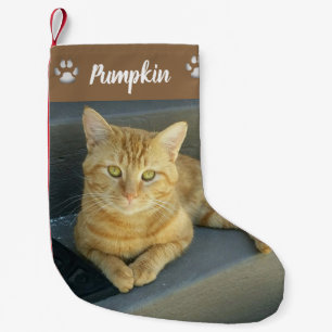 Cute Tabby Cat Custom Pet Photo Personalised Small Christmas Stocking