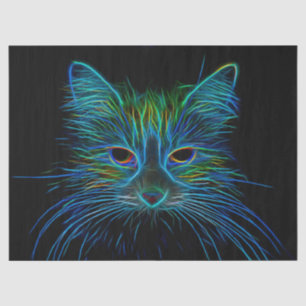 Cute Tabby Cat Design Blue Green Black Pop Art Tissue Paper
