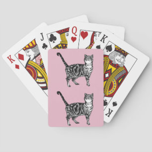 Cute Tabby Cat Drawing art Playing Cards Set
