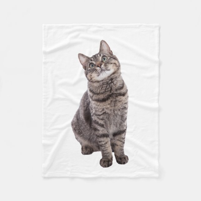 Cute Tabby Cat Fleece Blanket (Front)