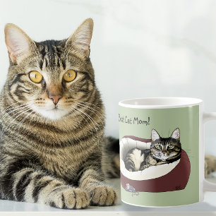 Cute Tabby Cat Green Mother’s Day Coffee Mug
