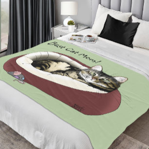 Cute Tabby Cat Green Mother’s Day Fleece Blanket