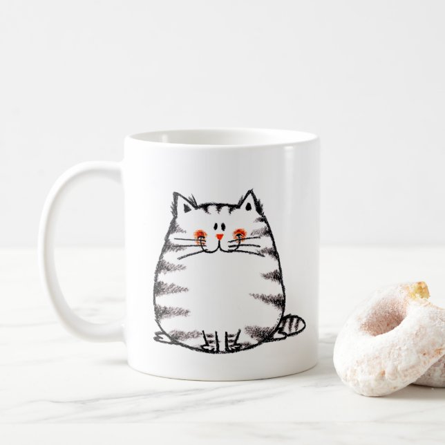 Cute Tabby Cat – Kawaii kitty for cat lovers Coffee Mug (With Donut)
