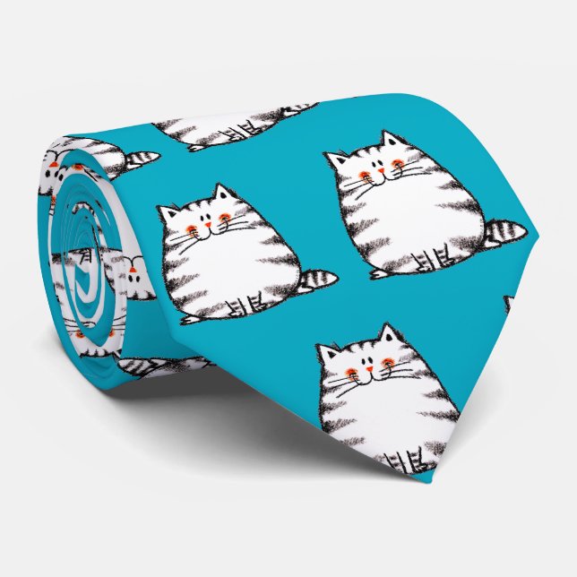 Cute Tabby Cat – Kawaii kitty for cat lovers Tie (Rolled)