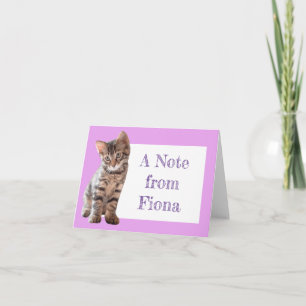 Cute Tabby Cat Kitten Personalised Note Card