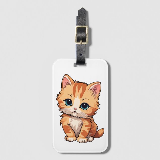 Cute Tabby Cat Luggage Tag (Front Vertical)