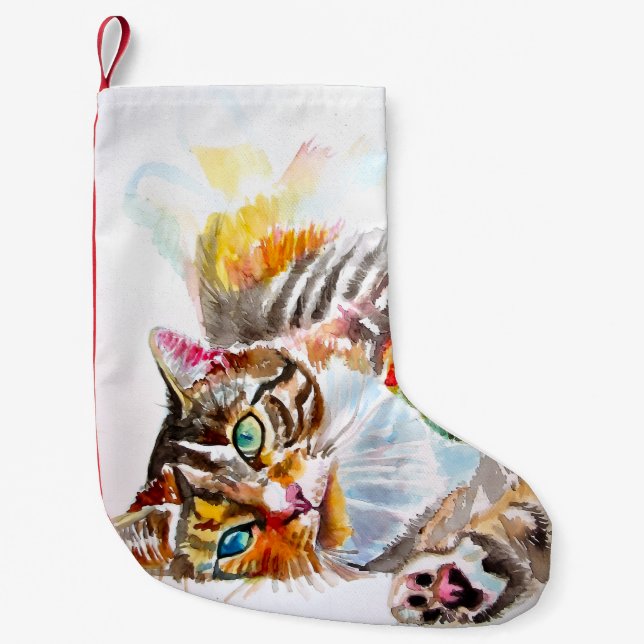 Cute Tabby Cat Merry Cats Christmas Stocking (Front)