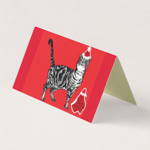 Cute Tabby Cat Merry Catsmus Christmas Card set