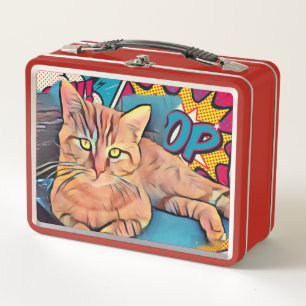 Cute Tabby Cat Metal Lunch Box