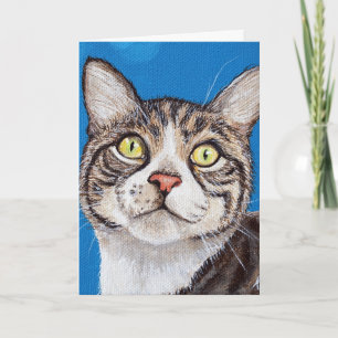 Cute Tabby Cat Painting Card