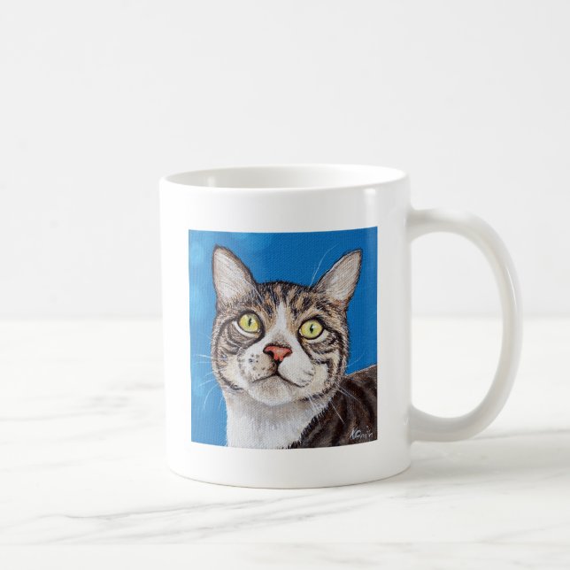 Cute Tabby Cat Painting Coffee Mug (Right)