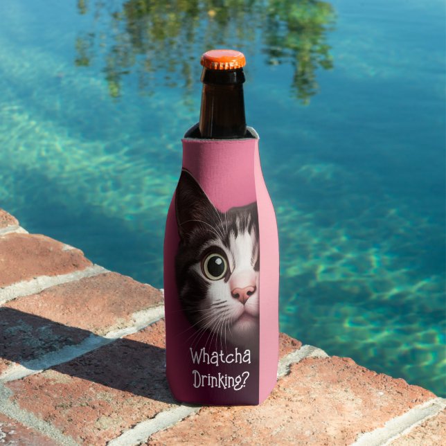 Cute Tabby Cat Peeks Bottle Cooler (In Situ Pool)
