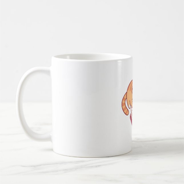 Cute Tabby Cat Reading A Book Coffee Mug (Left)