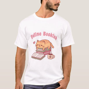 Cute Tabby Cat Reading A Book Feline Bookish Pun T-Shirt
