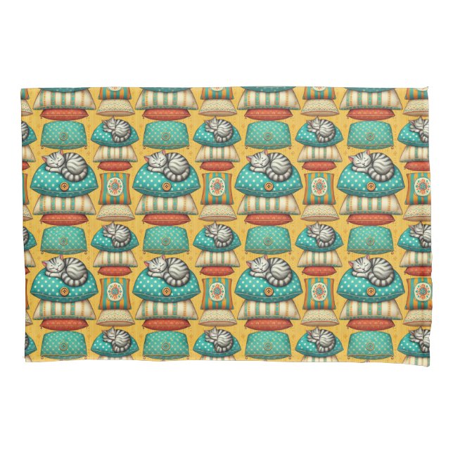 Cute Tabby Cat Resting Pillowcase (Front)