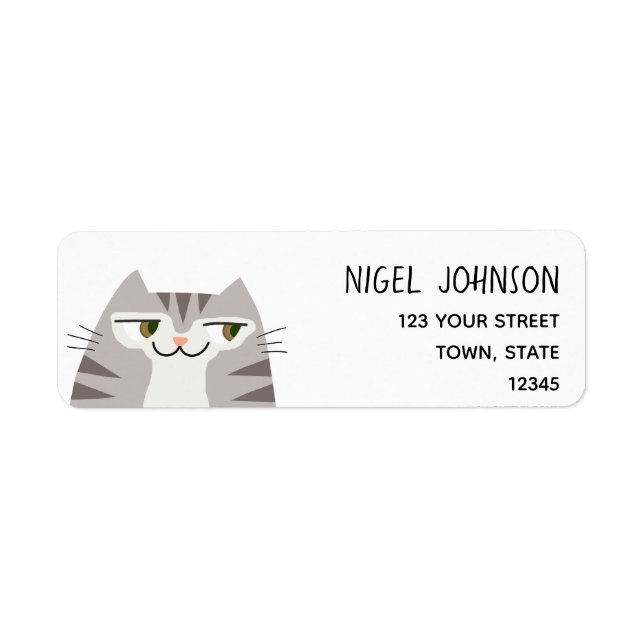 Cute Tabby Cat Return Address Label (Front)