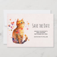 Cute Tabby Cat with Hearts