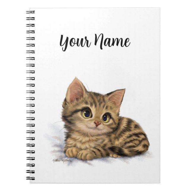 Cute Tabby Kitten Cartoon Notebook (Front)